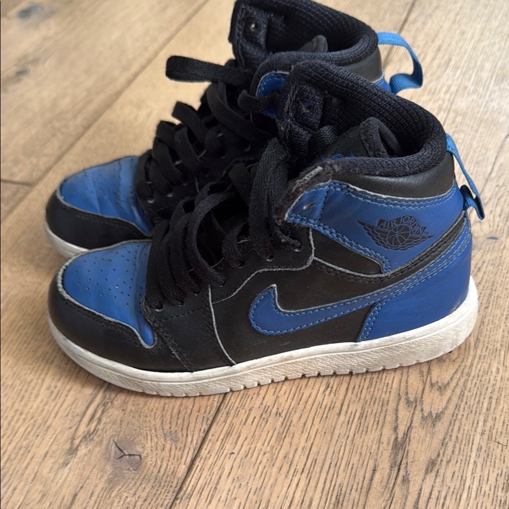 Nike Black and Blue High-Top Sneakers with Bold Design